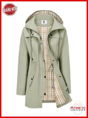 Long Waterproof Rain Jacket with Hood Windbreaker Lightweight